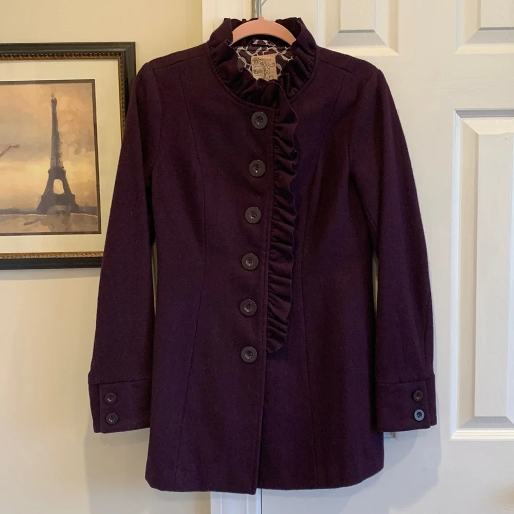 Tulle Purple Ruffle Peacoat - Picture 1 of 10
